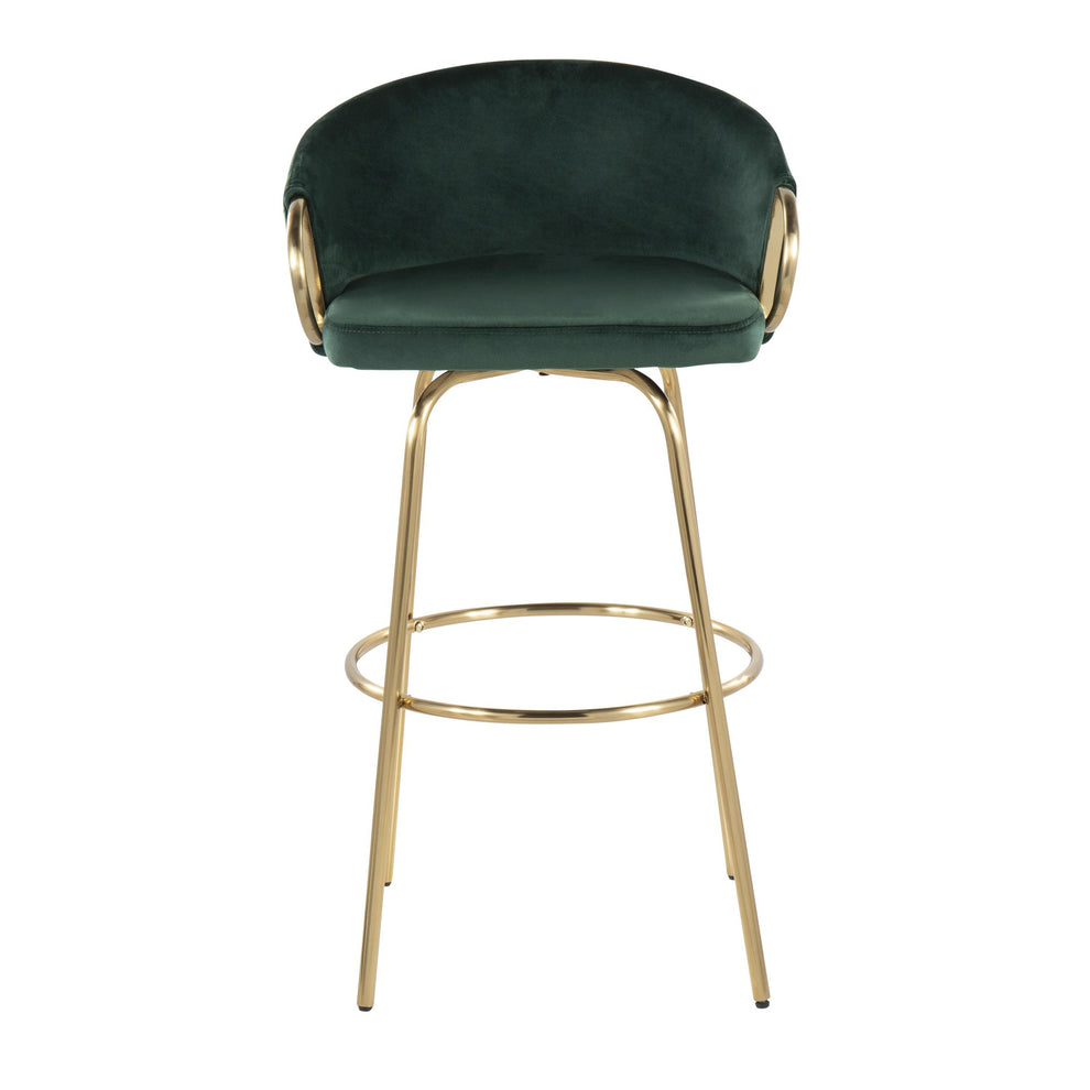 Claire Contemporary/Glam 30" Fixed-Height Bar Stool with Gold Metal Legs By LumiSource - Set of 2 | Bar Stools | Modishstore - 10