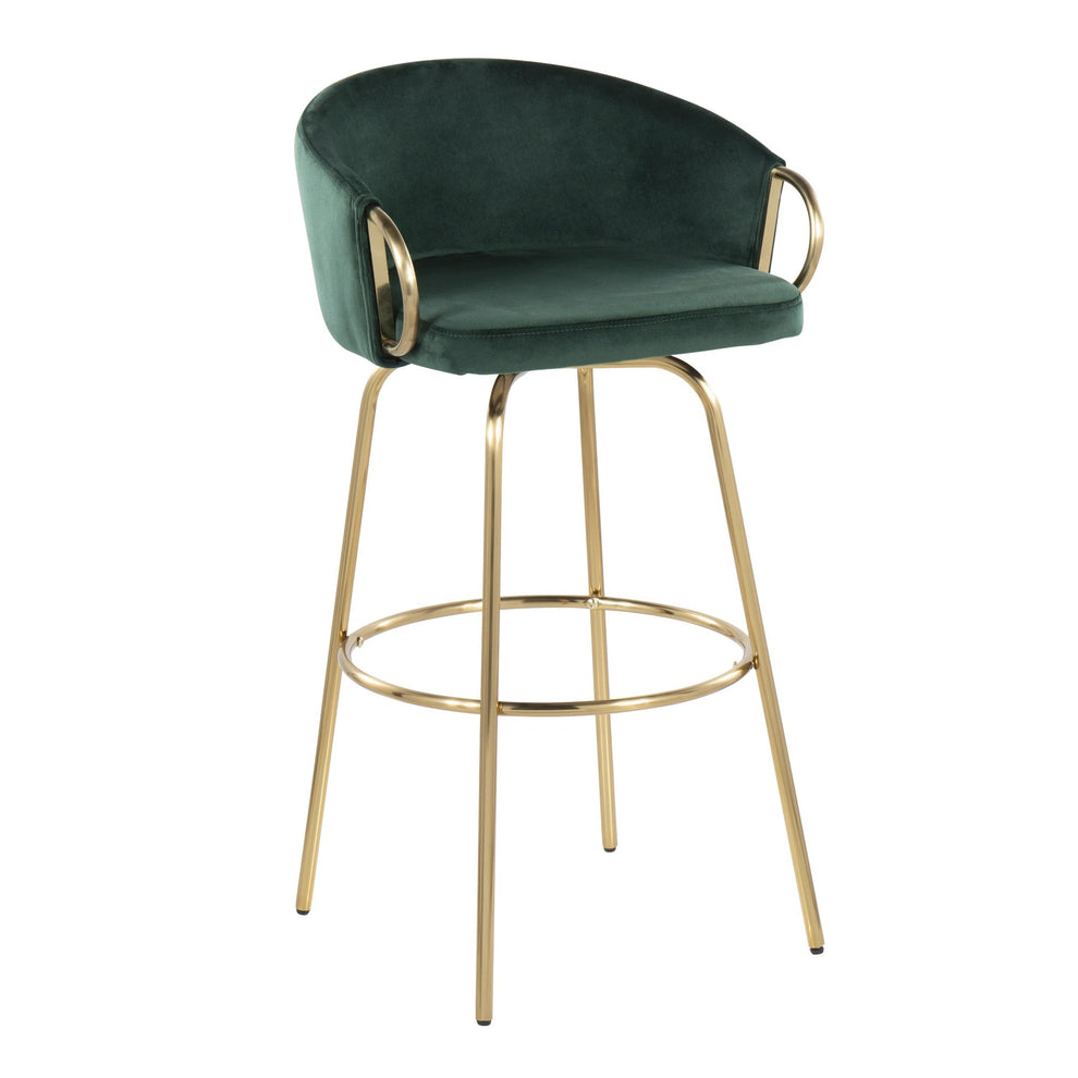 Claire Contemporary/Glam 30" Fixed-Height Bar Stool with Gold Metal Legs By LumiSource - Set of 2 | Bar Stools | Modishstore - 13