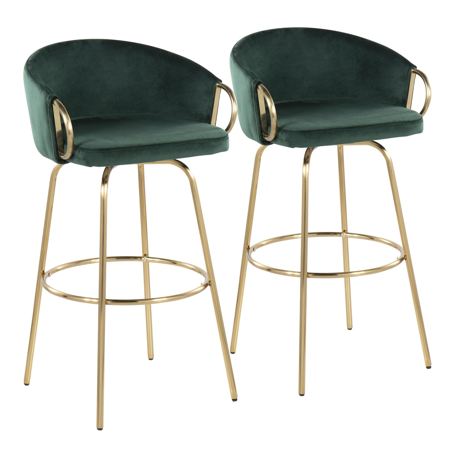 Claire Contemporary/Glam 30" Fixed-Height Bar Stool with Gold Metal Legs By LumiSource - Set of 2 | Bar Stools | Modishstore - 9
