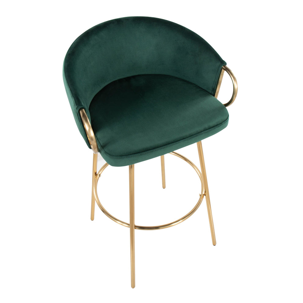 Claire Contemporary/Glam 30" Fixed-Height Bar Stool with Gold Metal Legs By LumiSource - Set of 2 | Bar Stools | Modishstore - 11