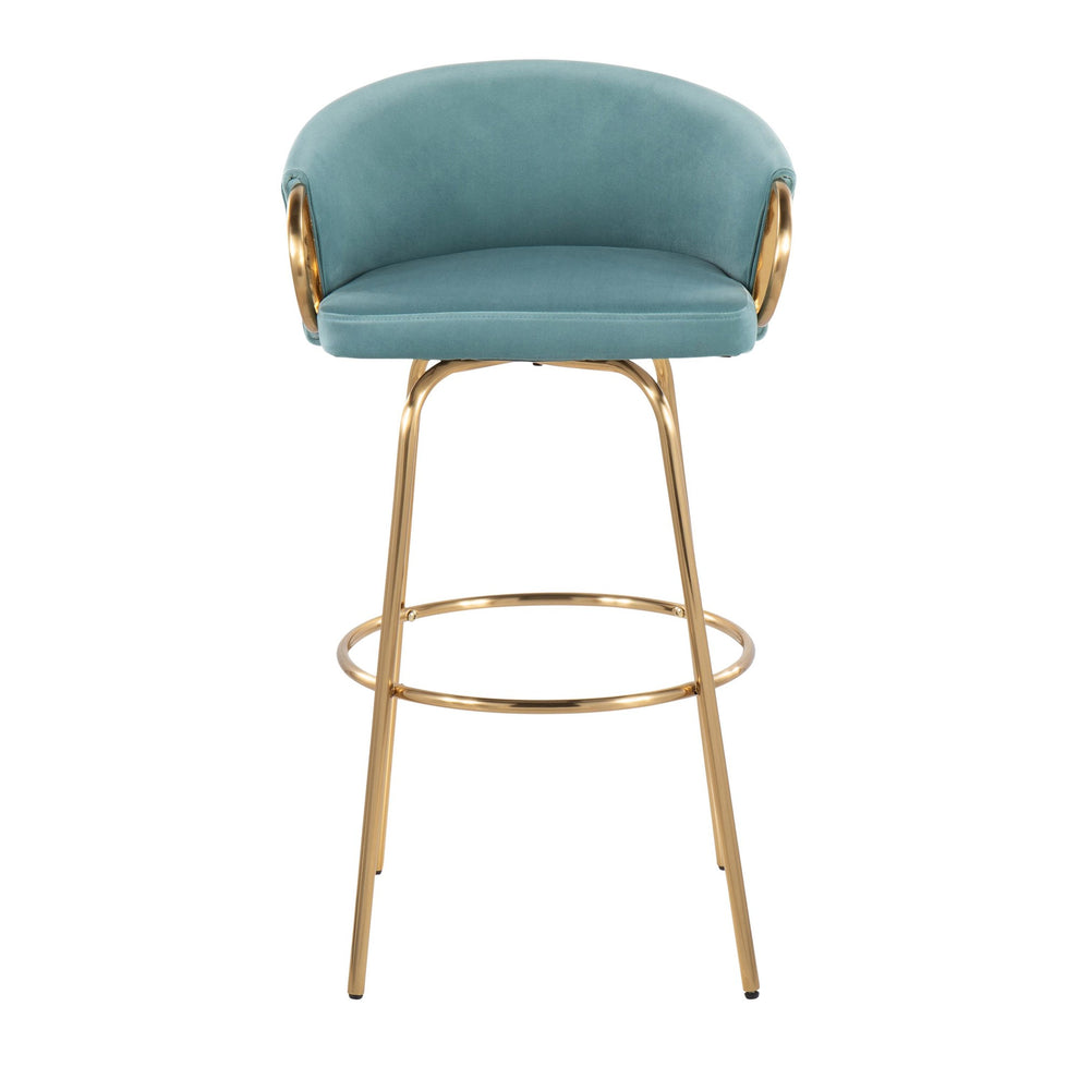 Claire Contemporary/Glam 30" Fixed-Height Bar Stool with Gold Metal Legs By LumiSource - Set of 2 | Bar Stools | Modishstore - 18