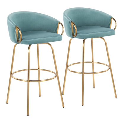 Claire Contemporary/Glam 30" Fixed-Height Bar Stool with Gold Metal Legs By LumiSource - Set of 2 | Bar Stools | Modishstore - 17