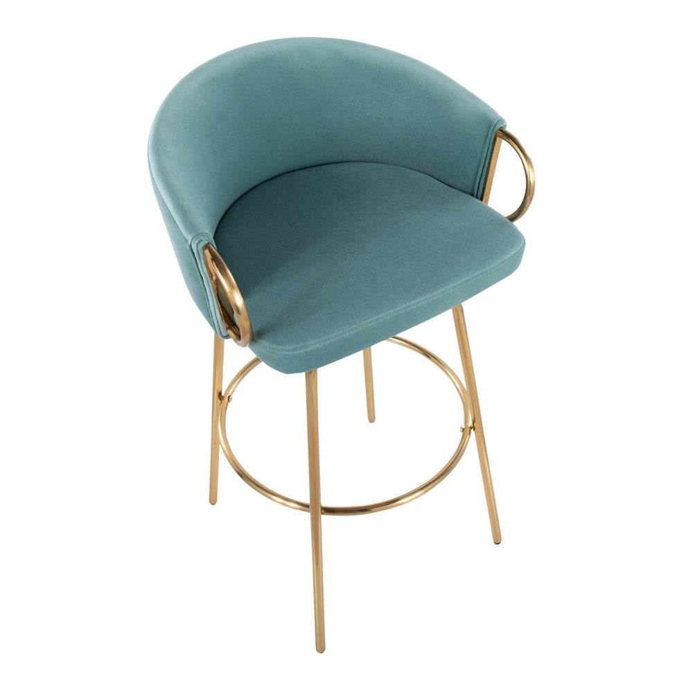 Claire Contemporary/Glam 30" Fixed-Height Bar Stool with Gold Metal Legs By LumiSource - Set of 2 | Bar Stools | Modishstore - 19