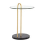 Claire Contemporary/Glam Side Table in Black Marble and Gold Steel with Clear Glass Top By LumiSource | Side Tables | Modishstore - 6