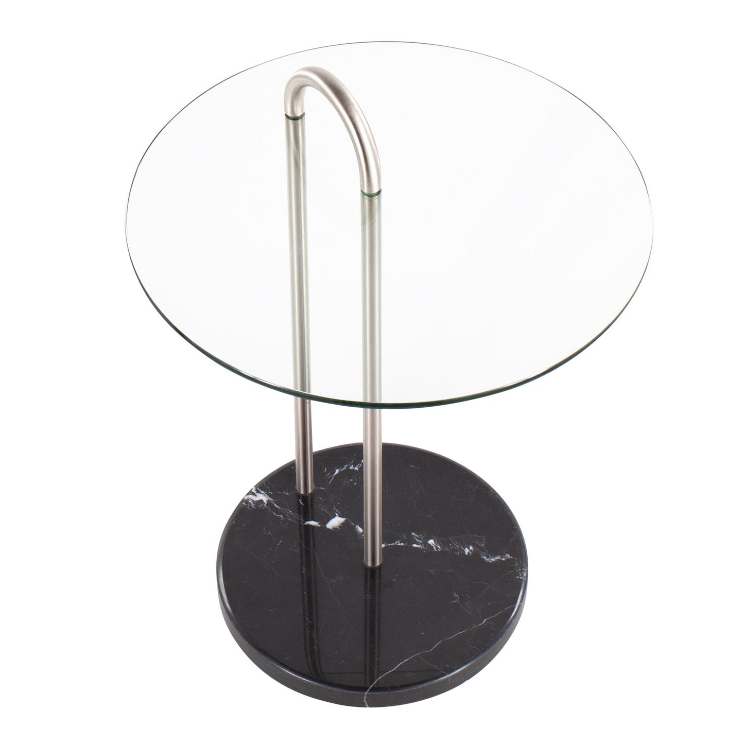 Claire Contemporary/Glam Side Table in Black Marble and Gold Steel with Clear Glass Top By LumiSource | Side Tables | Modishstore - 10