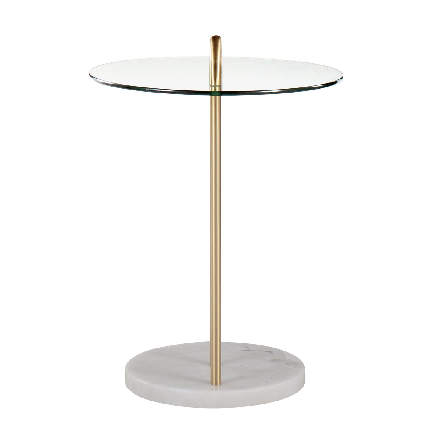 Claire Contemporary/Glam Side Table in Black Marble and Gold Steel with Clear Glass Top By LumiSource | Side Tables | Modishstore - 23