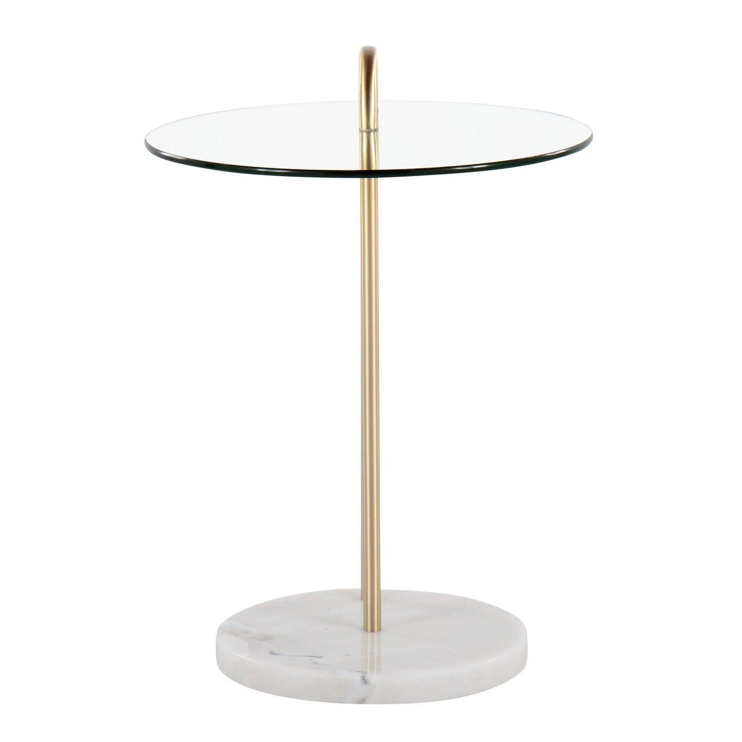 Claire Contemporary/Glam Side Table in Black Marble and Gold Steel with Clear Glass Top By LumiSource | Side Tables | Modishstore - 24