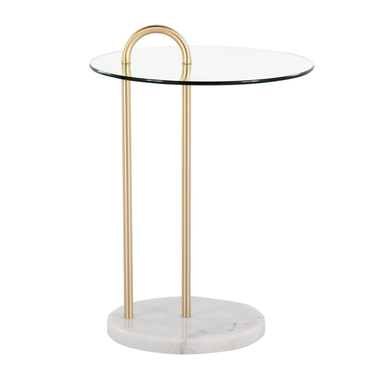 Claire Contemporary/Glam Side Table in Black Marble and Gold Steel with Clear Glass Top By LumiSource | Side Tables | Modishstore - 21