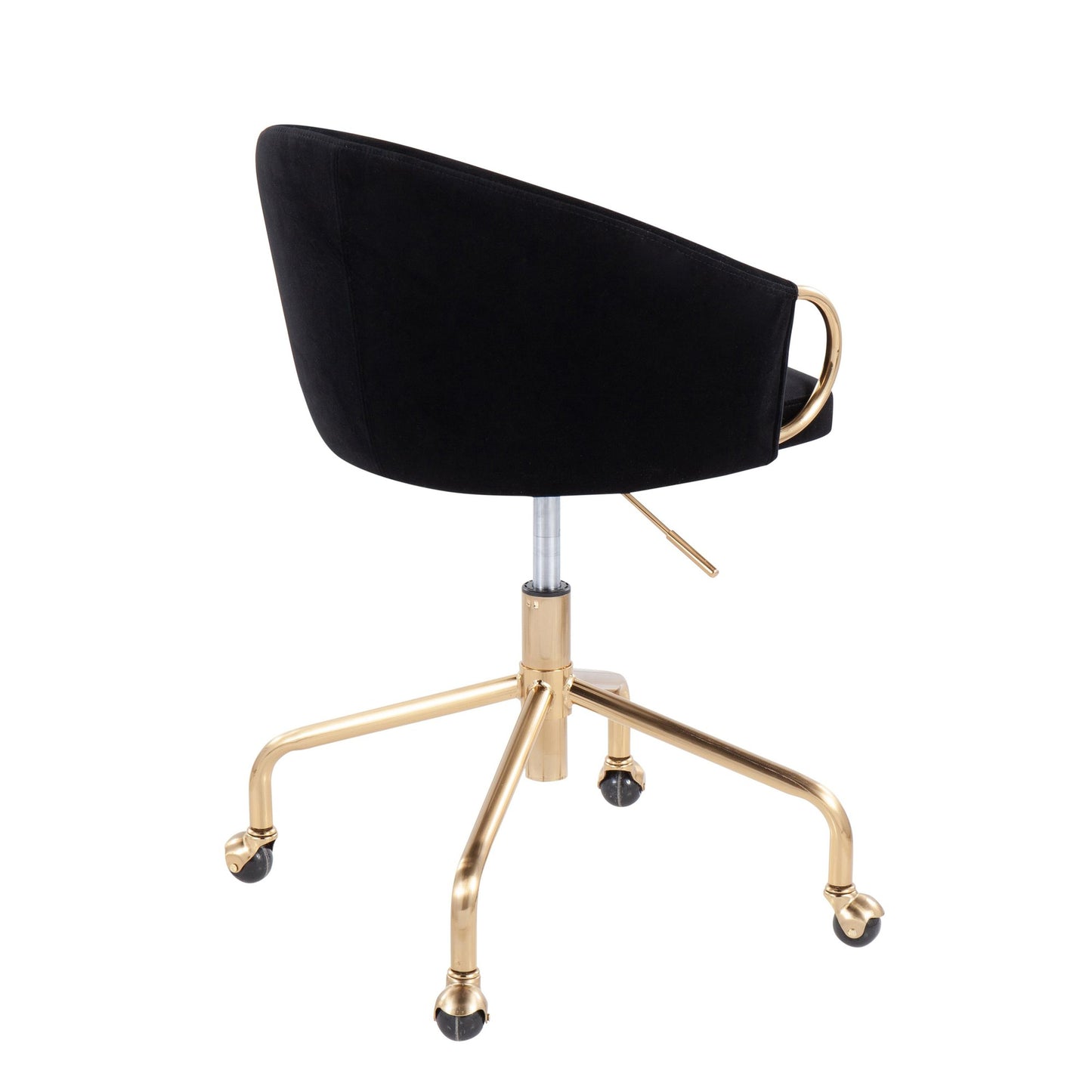 Claire Contemporary/Glam Task Chair in Gold Metal and Black Velvet By LumiSource | Office Chairs | Modishstore - 5