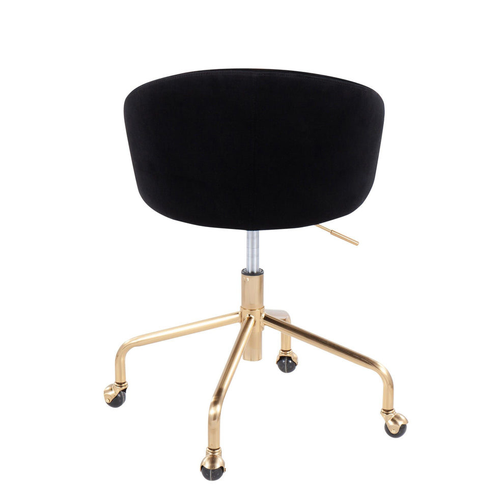 Claire Contemporary/Glam Task Chair in Gold Metal and Black Velvet By LumiSource | Office Chairs | Modishstore - 6