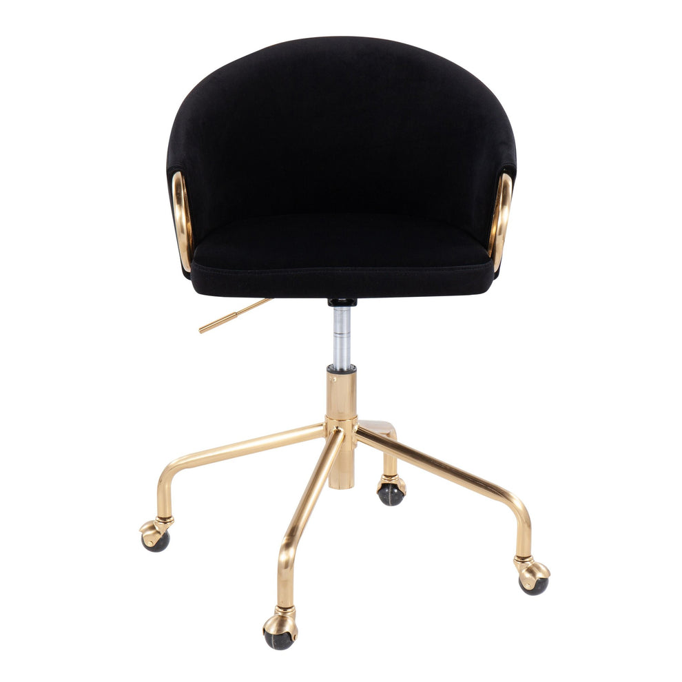 Claire Contemporary/Glam Task Chair in Gold Metal and Black Velvet By LumiSource | Office Chairs | Modishstore - 7