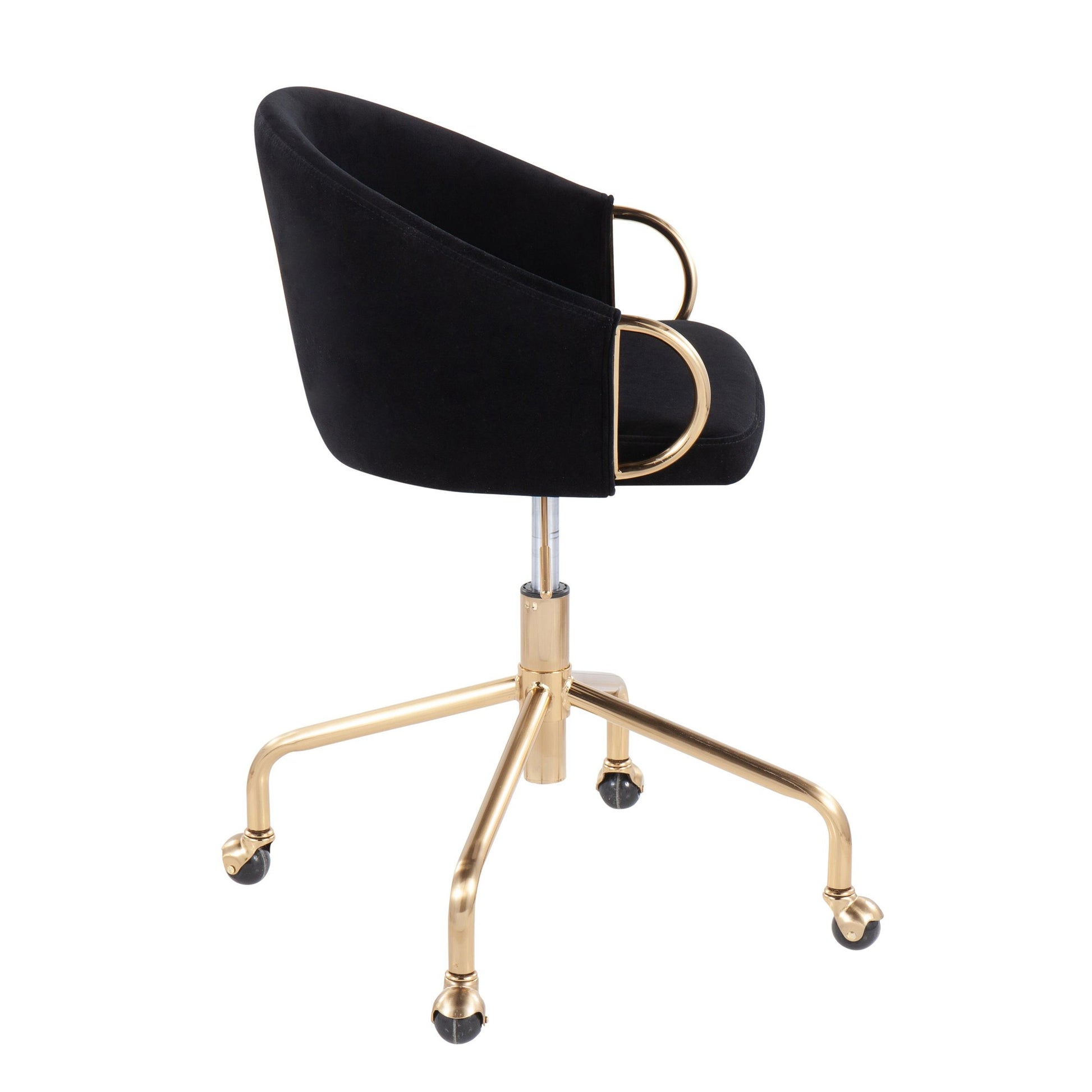Claire Contemporary/Glam Task Chair in Gold Metal and Black Velvet By LumiSource | Office Chairs | Modishstore - 4
