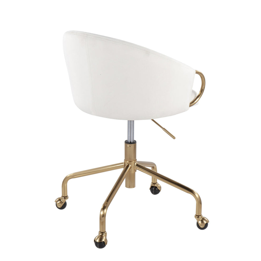 Claire Contemporary/Glam Task Chair in Gold Metal and Black Velvet By LumiSource | Office Chairs | Modishstore - 12