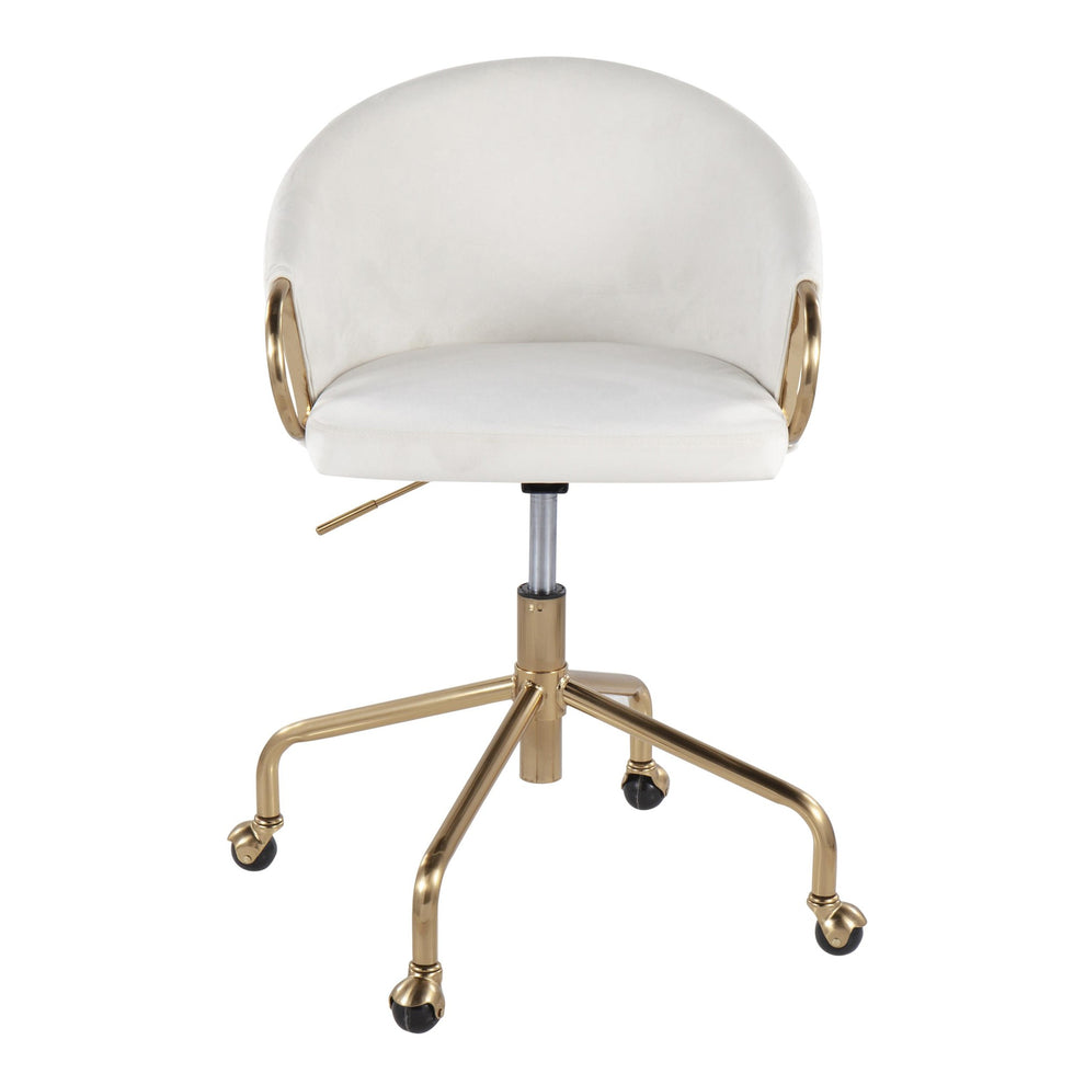 Claire Contemporary/Glam Task Chair in Gold Metal and Black Velvet By LumiSource | Office Chairs | Modishstore - 14