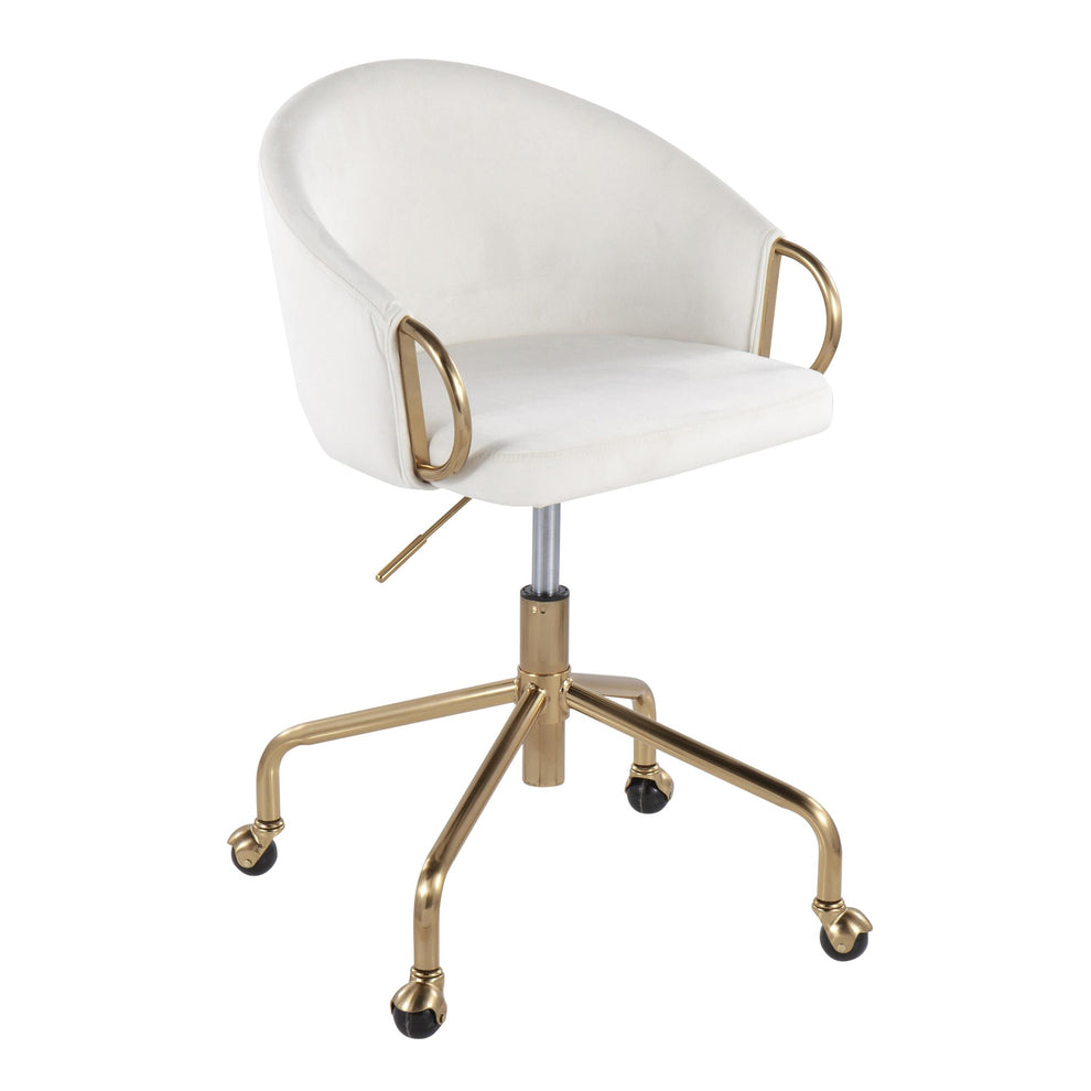 Claire Contemporary/Glam Task Chair in Gold Metal and Black Velvet By LumiSource | Office Chairs | Modishstore - 8