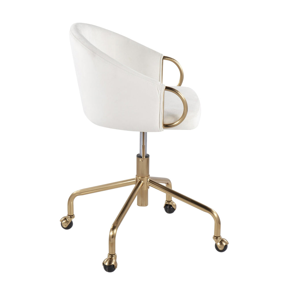 Claire Contemporary/Glam Task Chair in Gold Metal and Black Velvet By LumiSource | Office Chairs | Modishstore - 11