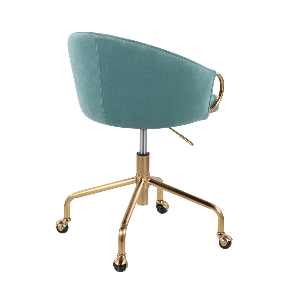 Claire Contemporary/Glam Task Chair in Gold Metal and Black Velvet By LumiSource | Office Chairs | Modishstore - 19