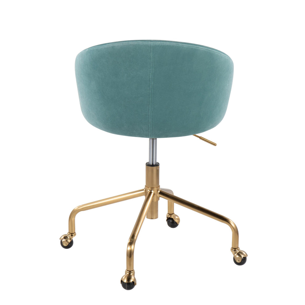 Claire Contemporary/Glam Task Chair in Gold Metal and Black Velvet By LumiSource | Office Chairs | Modishstore - 20