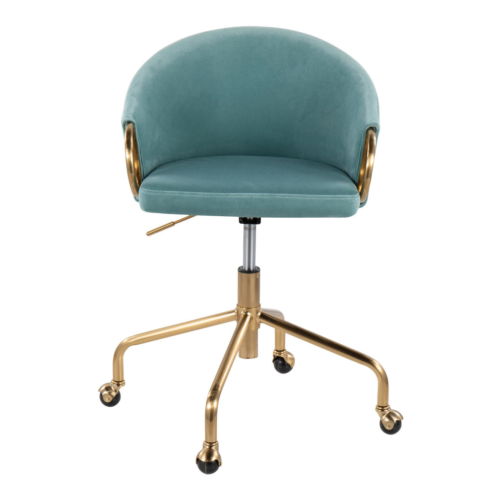 Claire Contemporary/Glam Task Chair in Gold Metal and Black Velvet By LumiSource | Office Chairs | Modishstore - 21