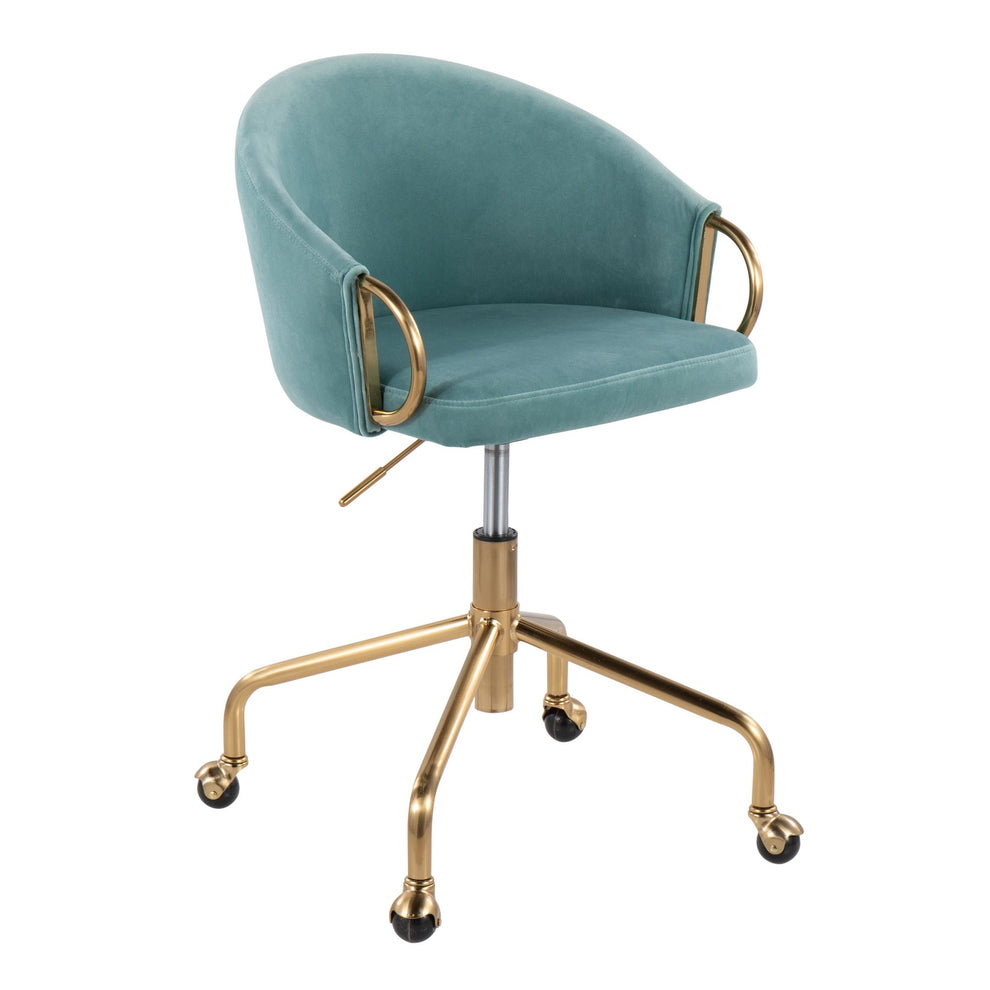 Claire Contemporary/Glam Task Chair in Gold Metal and Black Velvet By LumiSource | Office Chairs | Modishstore - 15
