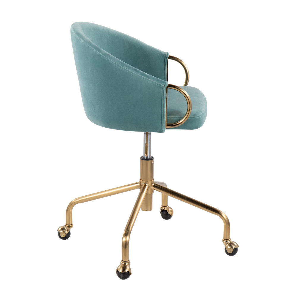 Claire Contemporary/Glam Task Chair in Gold Metal and Black Velvet By LumiSource | Office Chairs | Modishstore - 18