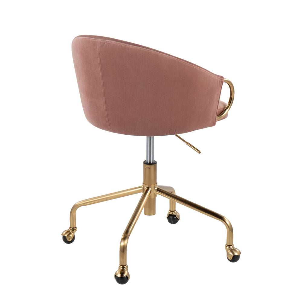 Claire Contemporary/Glam Task Chair in Gold Metal and Black Velvet By LumiSource | Office Chairs | Modishstore - 26
