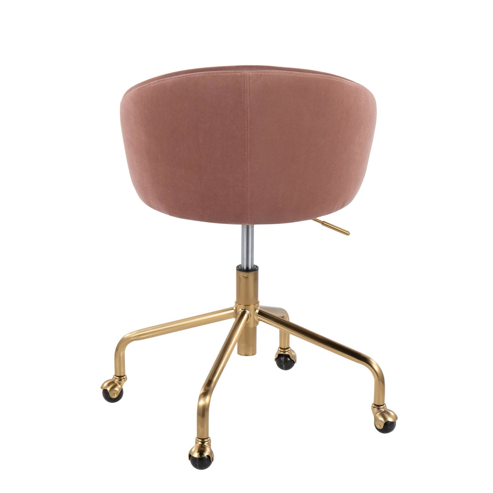 Claire Contemporary/Glam Task Chair in Gold Metal and Black Velvet By LumiSource | Office Chairs | Modishstore - 27