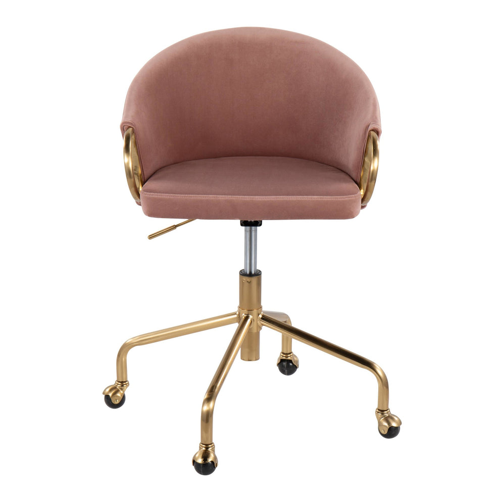 Claire Contemporary/Glam Task Chair in Gold Metal and Black Velvet By LumiSource | Office Chairs | Modishstore - 28