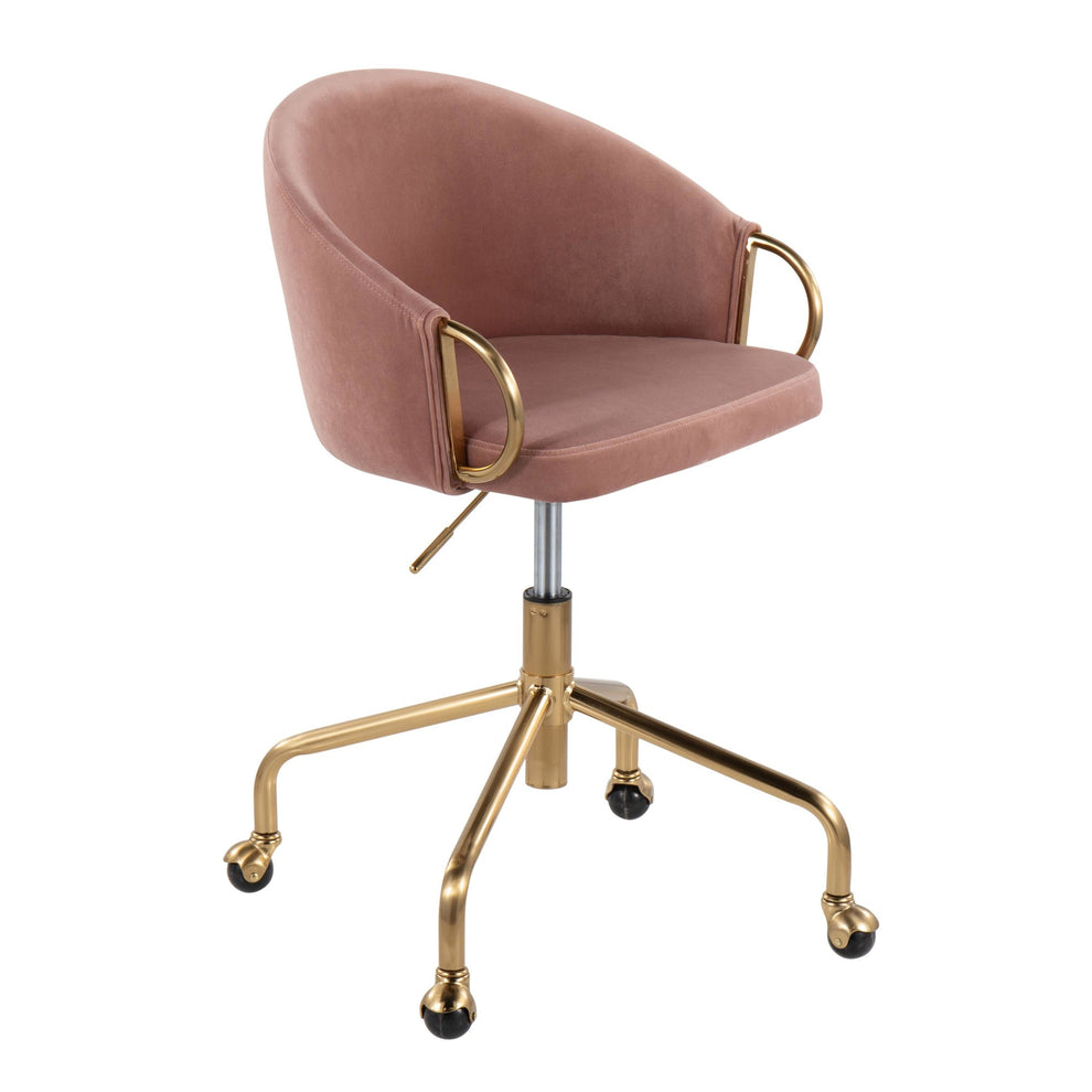 Claire Contemporary/Glam Task Chair in Gold Metal and Black Velvet By LumiSource | Office Chairs | Modishstore - 22