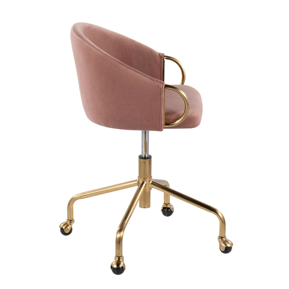 Claire Contemporary/Glam Task Chair in Gold Metal and Black Velvet By LumiSource | Office Chairs | Modishstore - 25