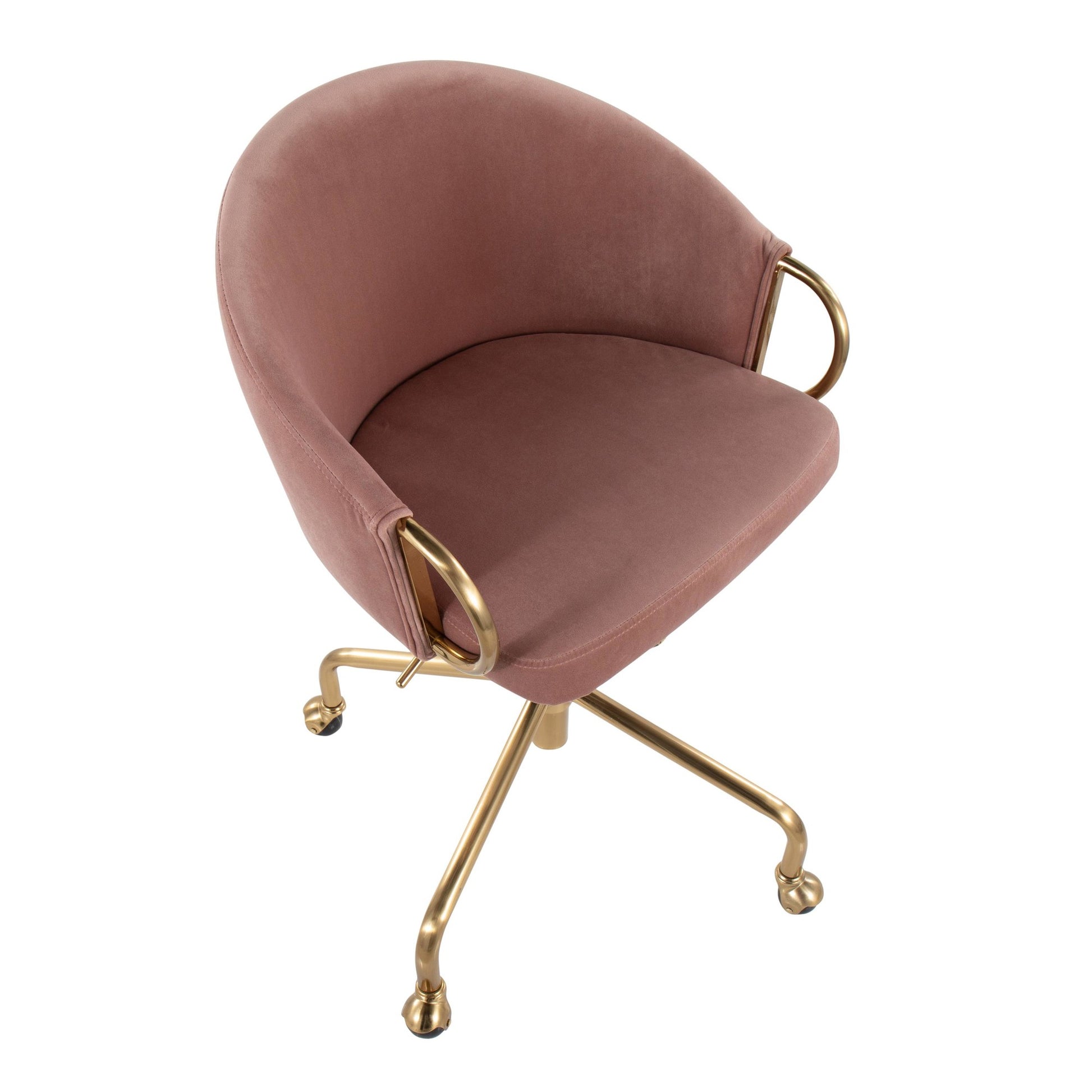 Claire Contemporary/Glam Task Chair in Gold Metal and Black Velvet By LumiSource | Office Chairs | Modishstore - 23