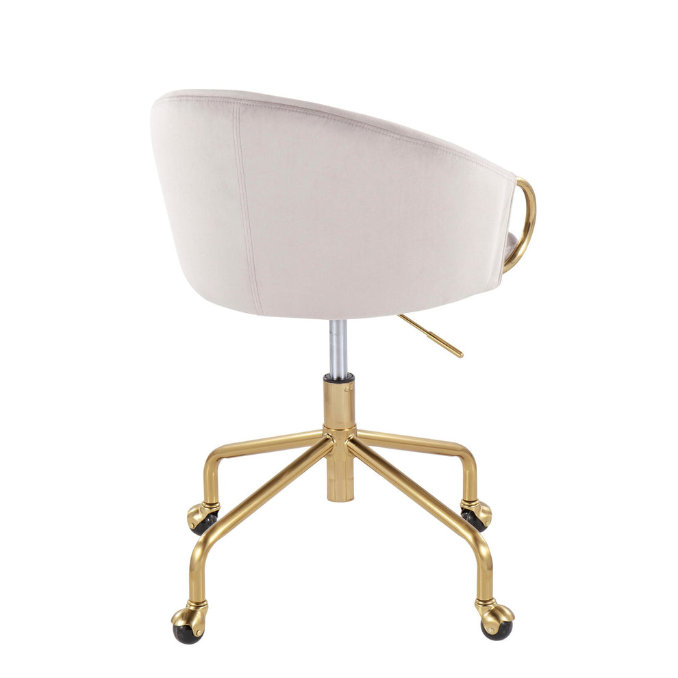 Claire Contemporary/Glam Task Chair in Gold Metal and Black Velvet By LumiSource | Office Chairs | Modishstore - 33