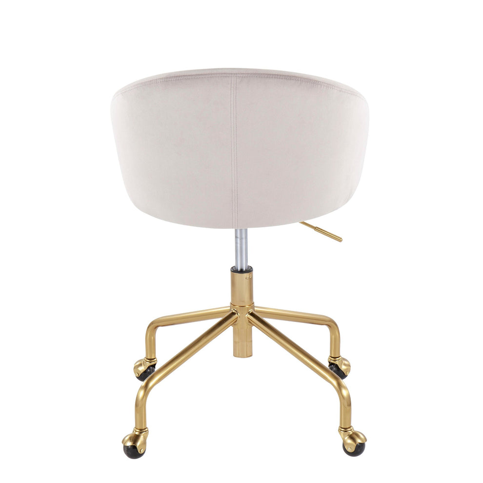 Claire Contemporary/Glam Task Chair in Gold Metal and Black Velvet By LumiSource | Office Chairs | Modishstore - 34