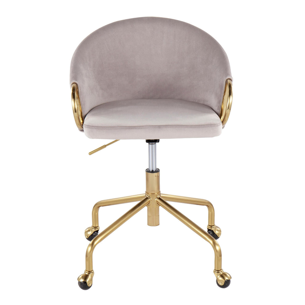 Claire Contemporary/Glam Task Chair in Gold Metal and Black Velvet By LumiSource | Office Chairs | Modishstore - 35
