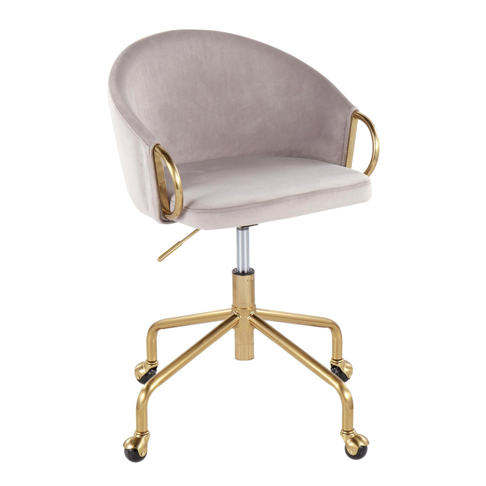 Claire Contemporary/Glam Task Chair in Gold Metal and Black Velvet By LumiSource | Office Chairs | Modishstore - 29