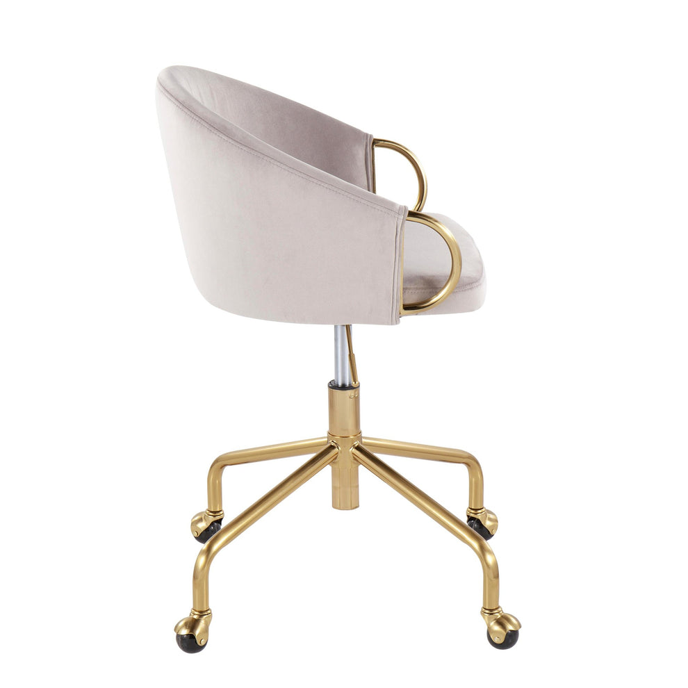 Claire Contemporary/Glam Task Chair in Gold Metal and Black Velvet By LumiSource | Office Chairs | Modishstore - 32