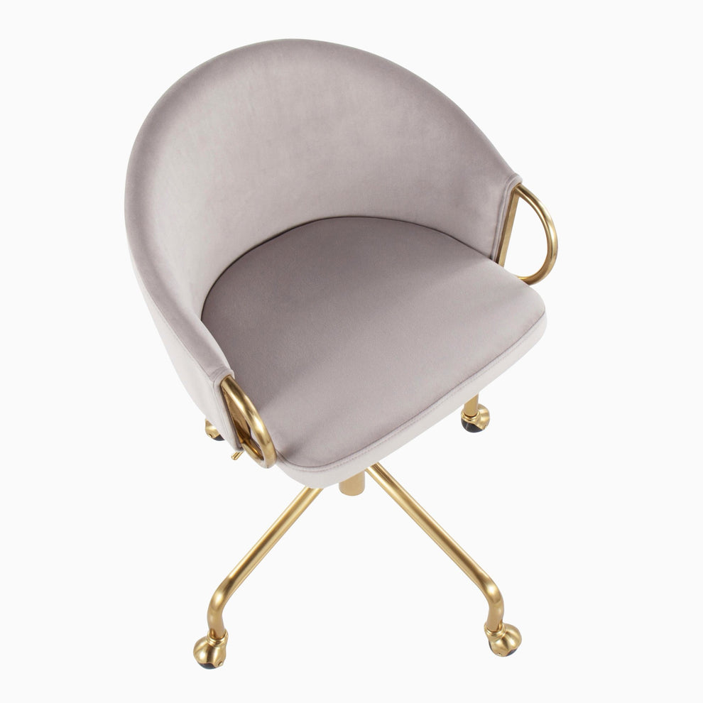 Claire Contemporary/Glam Task Chair in Gold Metal and Black Velvet By LumiSource | Office Chairs | Modishstore - 30