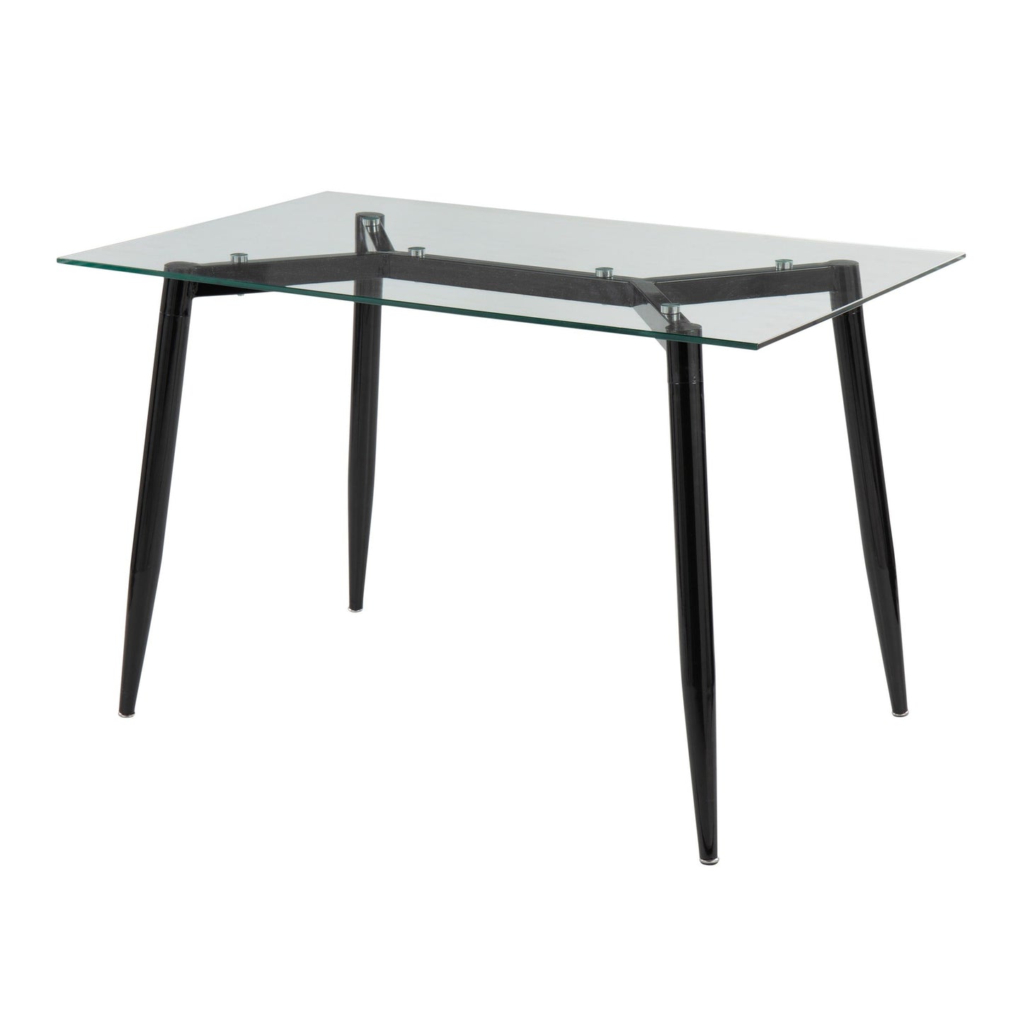 Clara Contemporary Table in Black Metal with Clear Tempered Glass Top By LumiSource | Dining Tables | Modishstore - 5