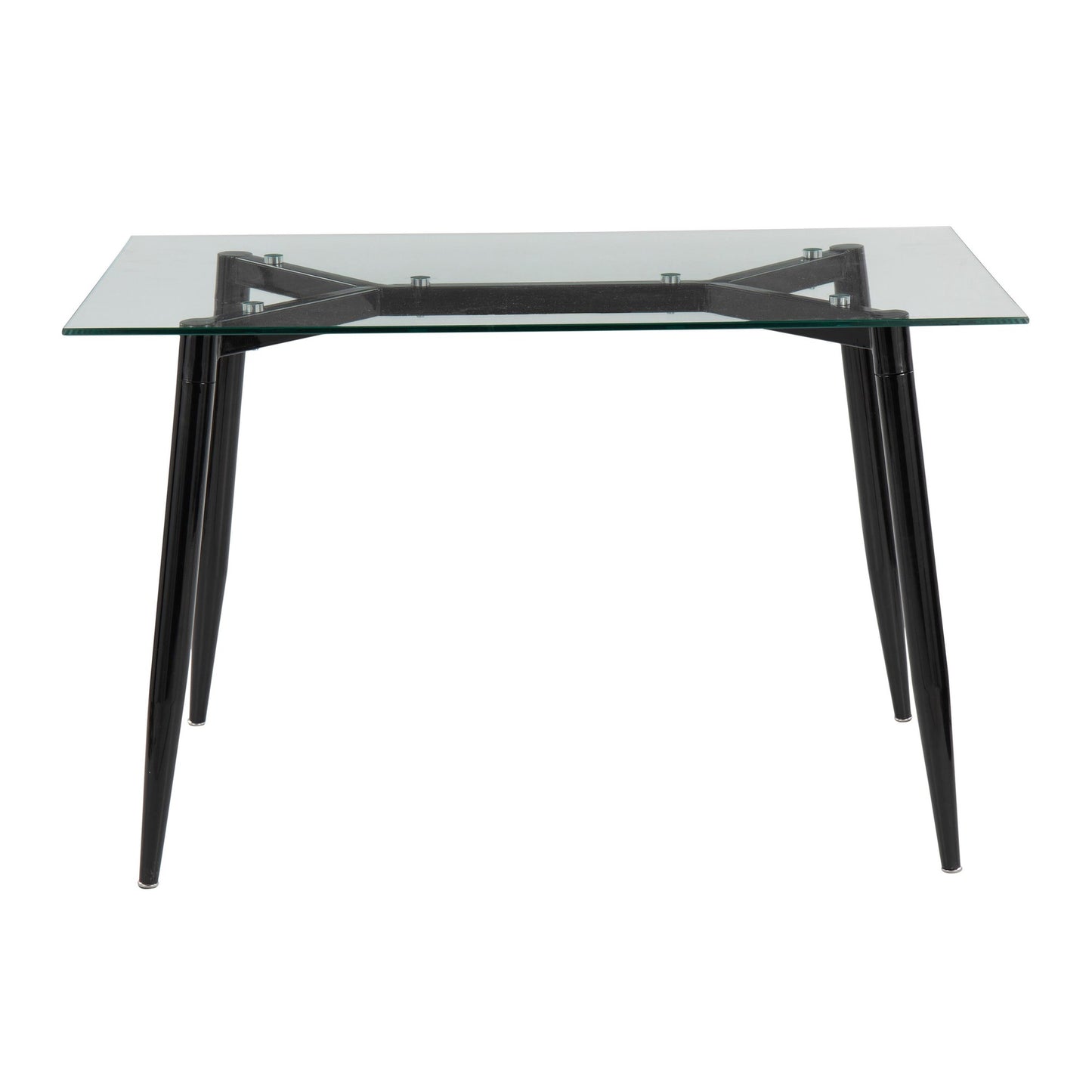 Clara Contemporary Table in Black Metal with Clear Tempered Glass Top By LumiSource | Dining Tables | Modishstore - 7