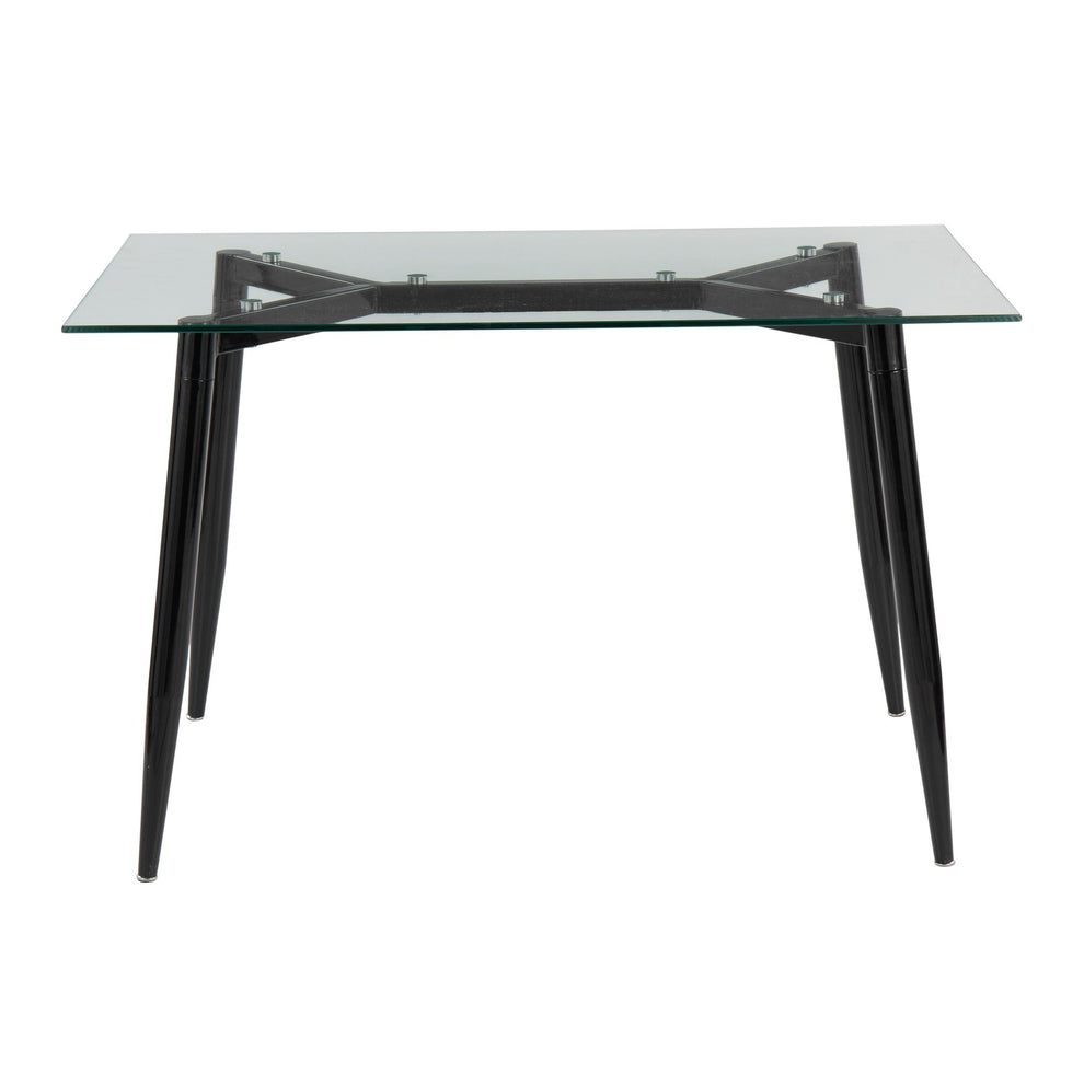 Clara Contemporary Table in Black Metal with Clear Tempered Glass Top By LumiSource | Dining Tables | Modishstore - 7