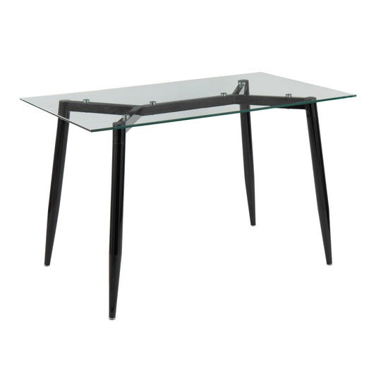 Clara Contemporary Table in Black Metal with Clear Tempered Glass Top By LumiSource | Dining Tables | Modishstore