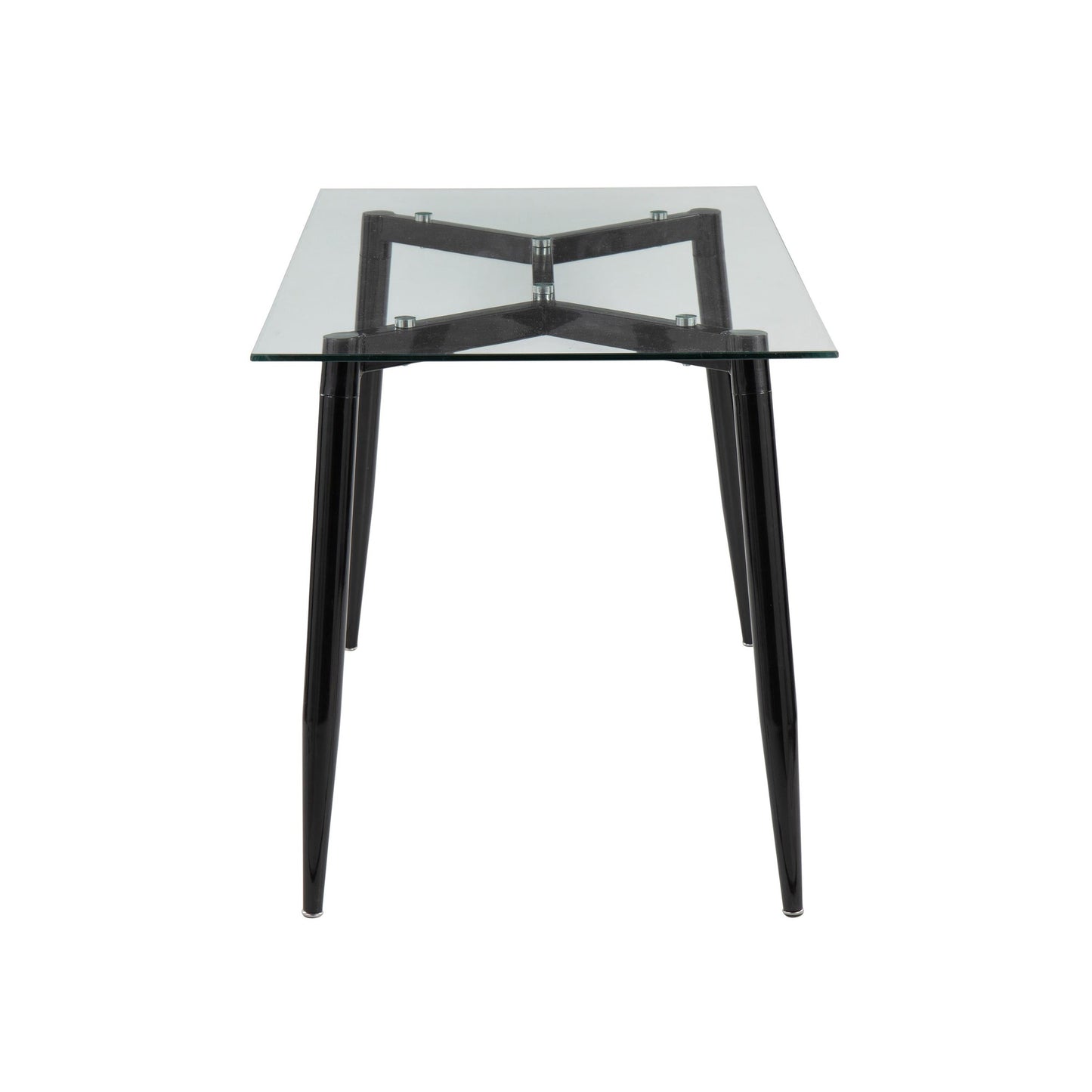 Clara Contemporary Table in Black Metal with Clear Tempered Glass Top By LumiSource | Dining Tables | Modishstore - 4