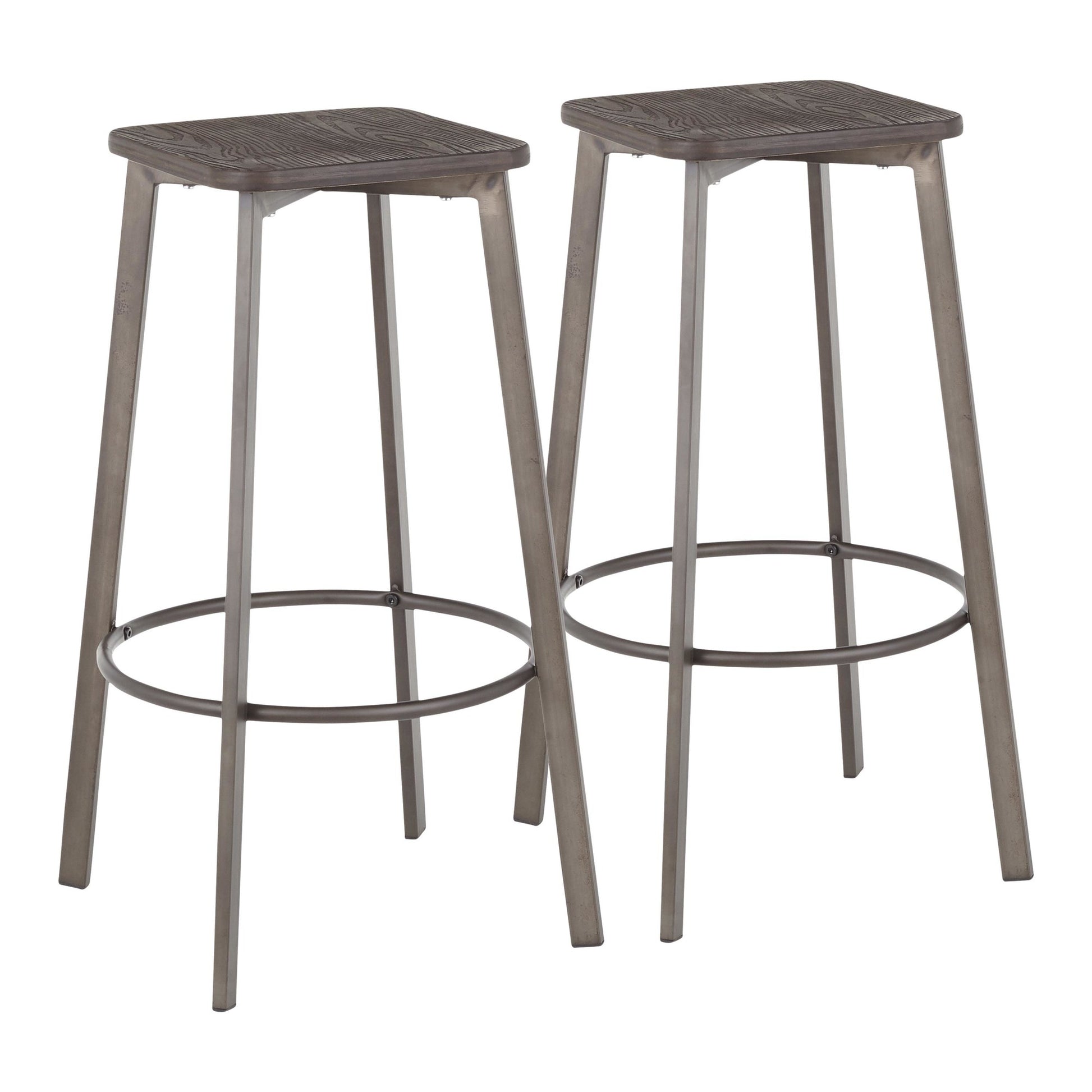 LumiSource Clara Square Barstool - Set of 2 | Modishstore | Bar Stools