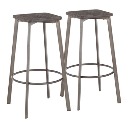 LumiSource Clara Square Barstool - Set of 2 | Modishstore | Bar Stools