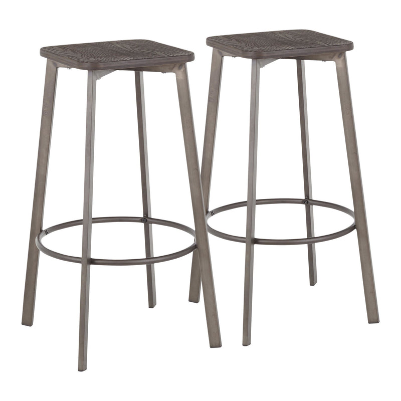 LumiSource Clara Square Barstool - Set of 2 | Modishstore | Bar Stools