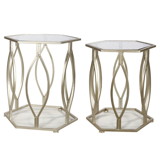 A&B Home Metal/Glass Tables - Set Of 2 | Nesting Tables | Modishstore