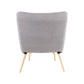 Cloud Contemporary Chair in Natural Wood and Grey Sherpa Fabric with Ottoman By LumiSource | Side Chairs | Modishstore - 6