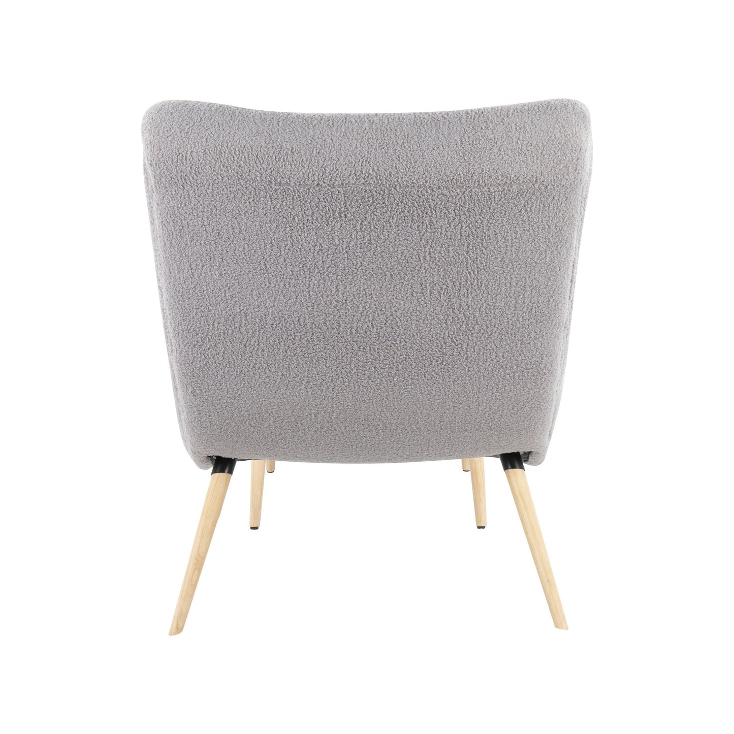 Cloud Contemporary Chair in Natural Wood and Grey Sherpa Fabric with Ottoman By LumiSource | Side Chairs | Modishstore - 6