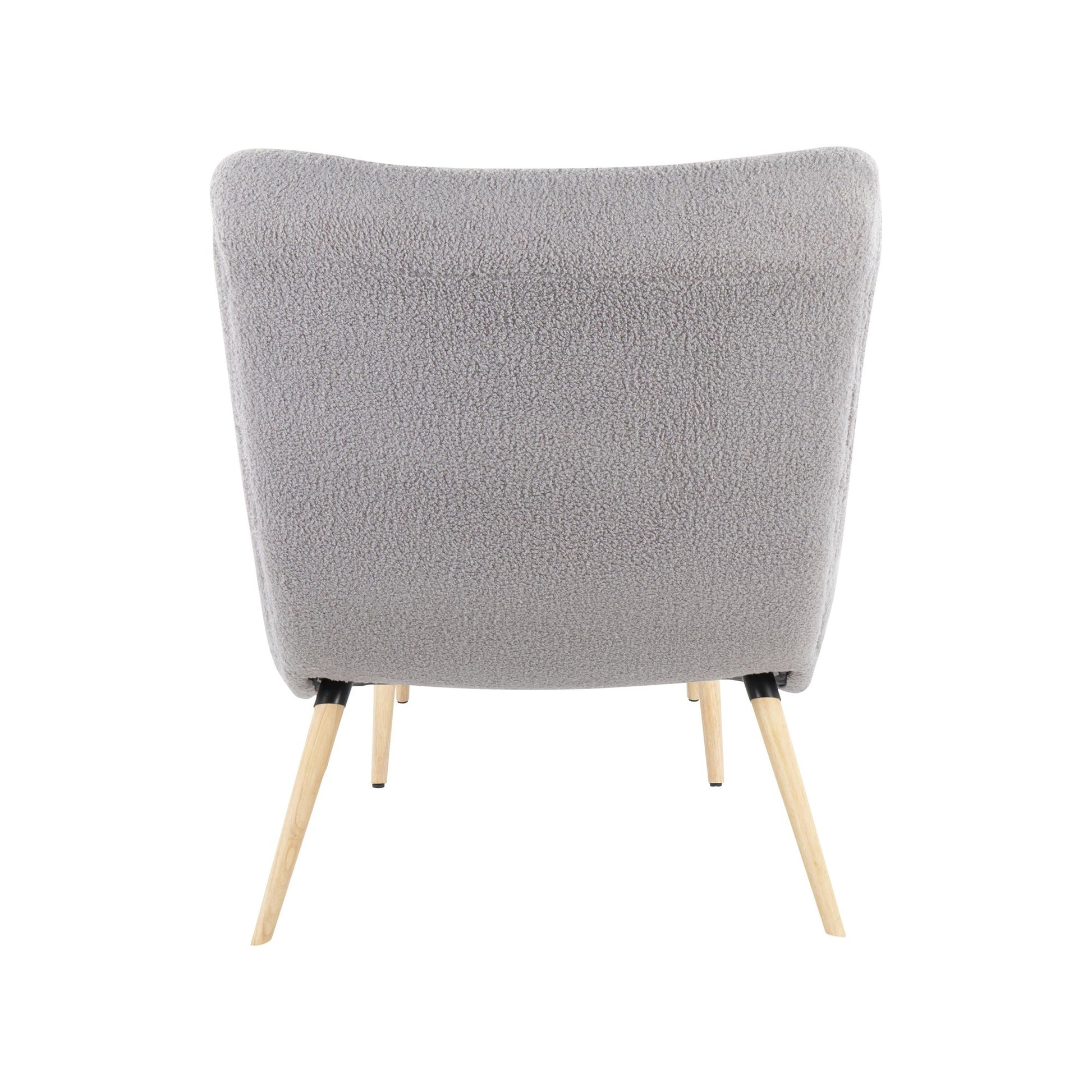 Cloud Contemporary Chair in Natural Wood and Grey Sherpa Fabric with Ottoman By LumiSource | Side Chairs | Modishstore - 6