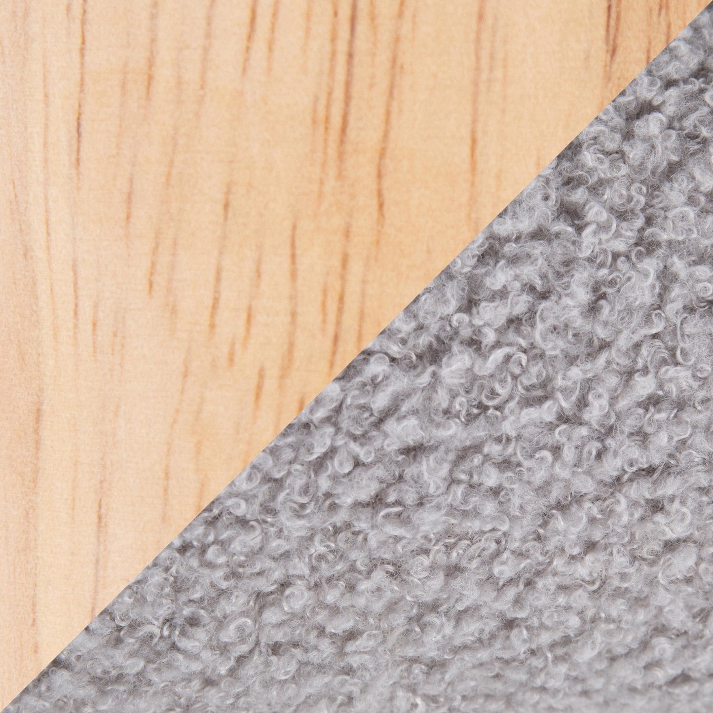 Cloud Contemporary Chair in Natural Wood and Grey Sherpa Fabric with Ottoman By LumiSource | Side Chairs | Modishstore - 3